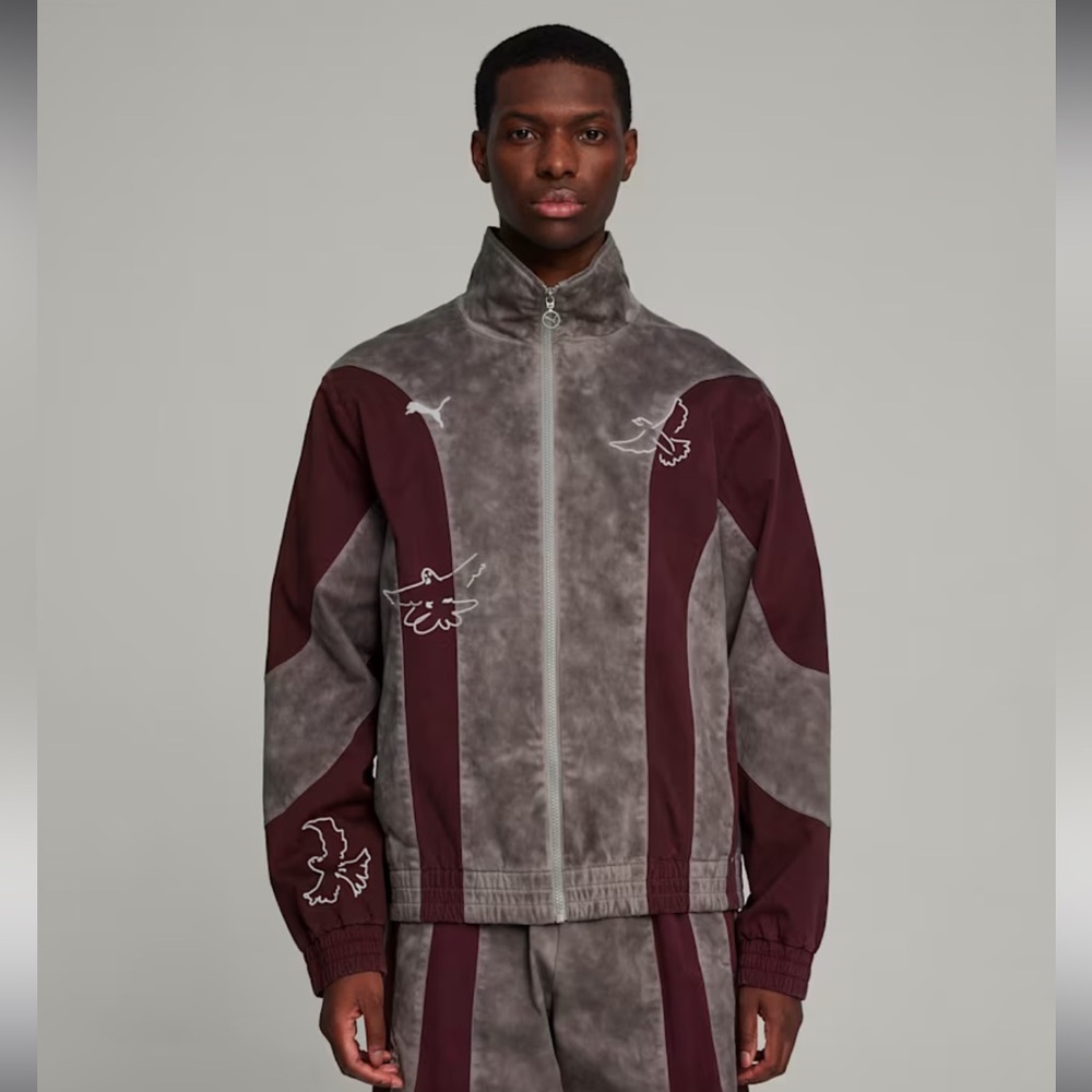 PUMA x KidSuper Men's Track Jacket
Gray and Maroon color block Jacket size large